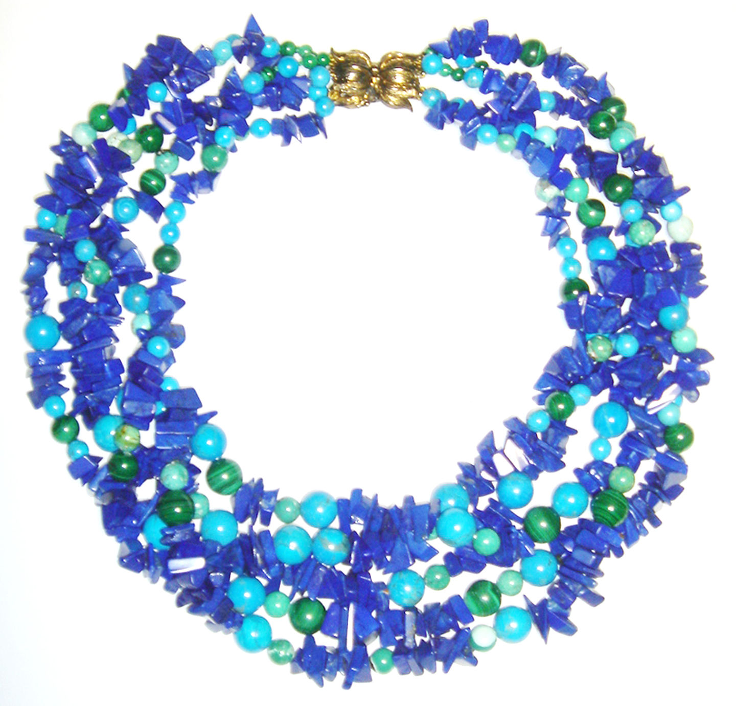 Turquoise malachite torsade necklace